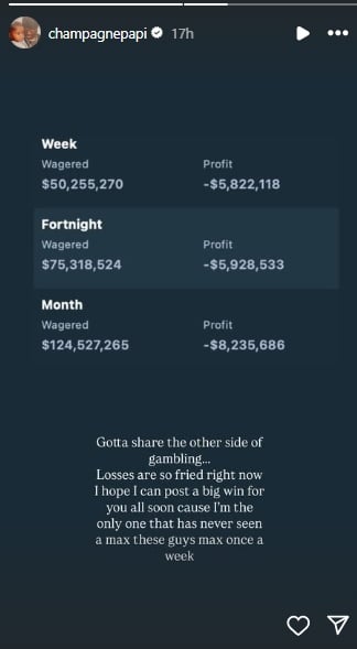 Drake loses whopping ‘$8M’ in massive betting spree