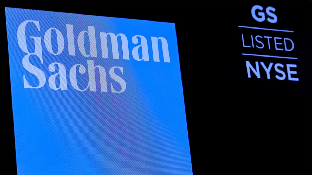The ticker symbol and logo for Goldman Sachs is displayed on a screen on the floor at the New York Stock Exchange (NYSE) in New York, U.S., December 18, 2018.