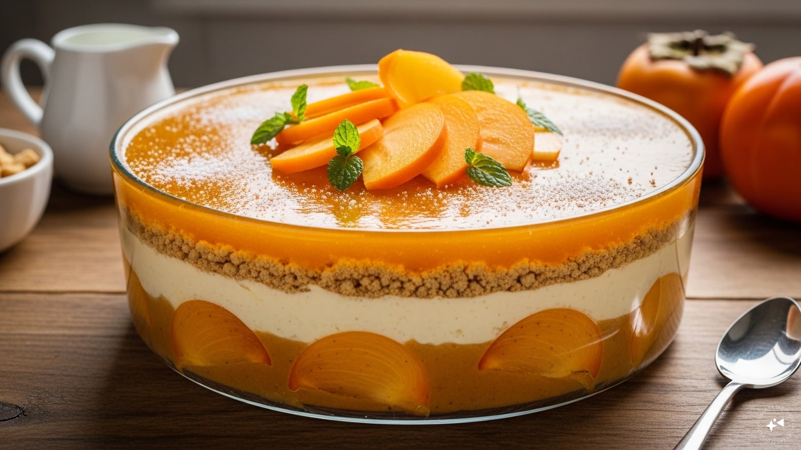 No-Bake Persimmon Pudding: Ingredients needed are 2 ripe persimmons (soft and pulpy), ½ cup fresh cream or thick yogurt (for a lighter version), a pinch of cinnamon or cardamom powder (optional), and chopped nuts or seeds for garnish.